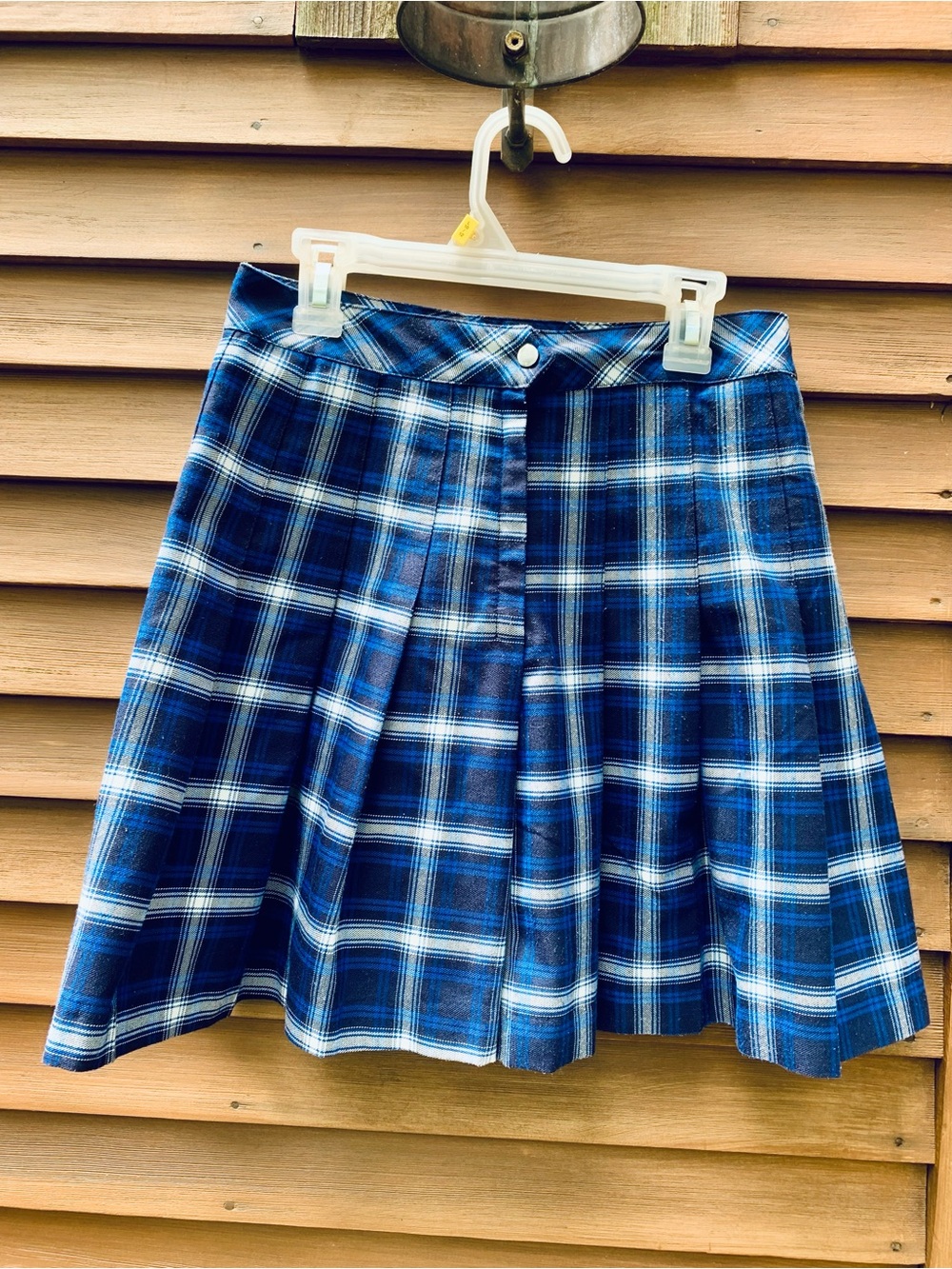 H&M Blue White Plaid Skater Skirt